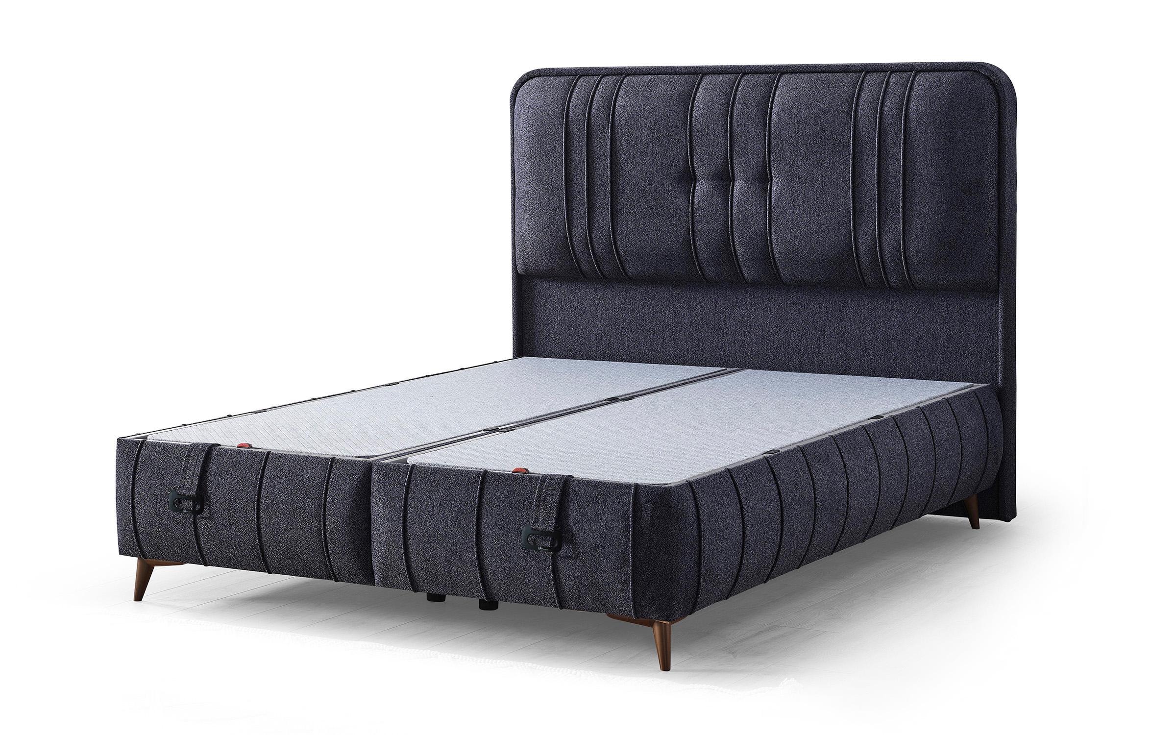 Κρεβάτι Box spring 160/200 Amira + στρώμα, σκούρο μπλε  5